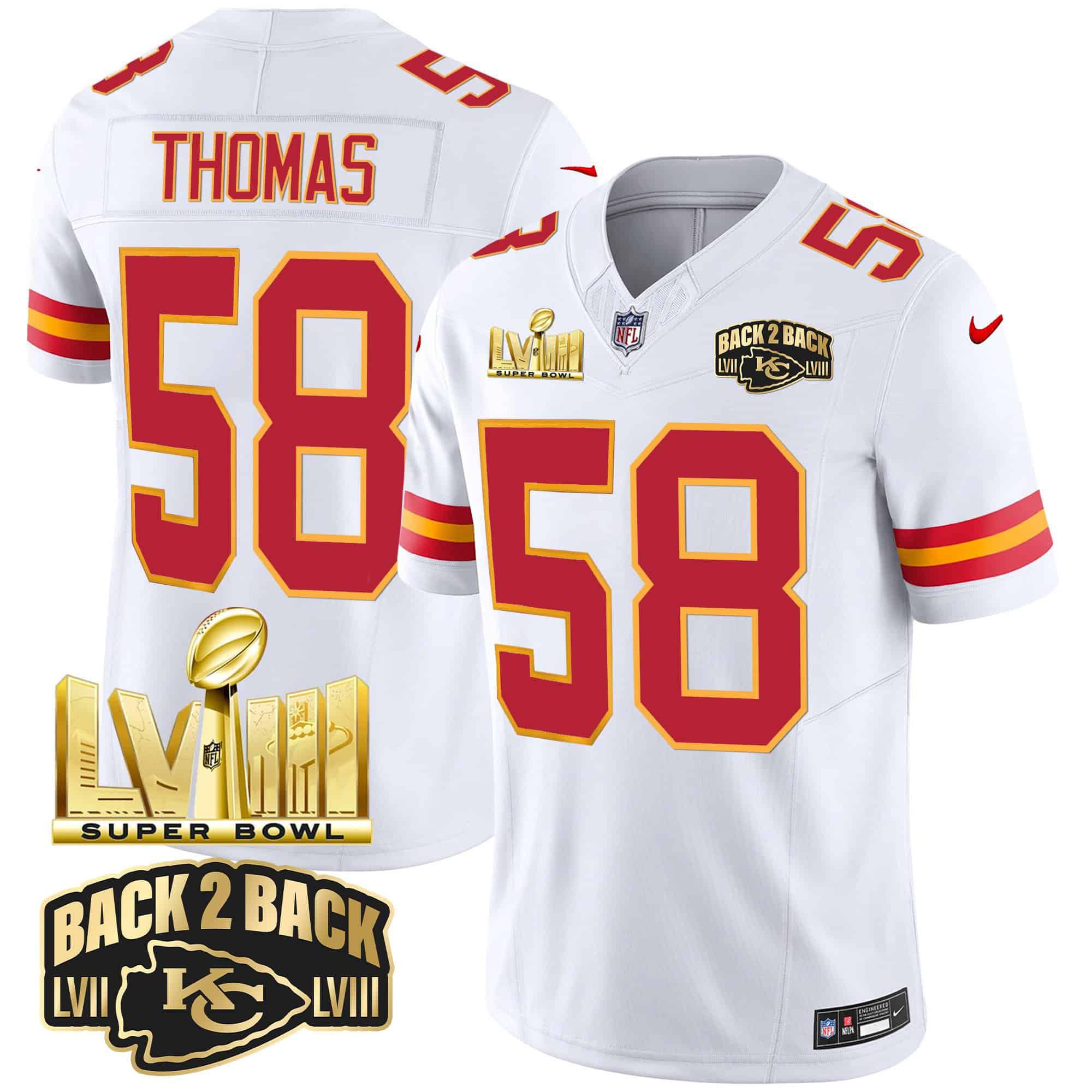 Men Kansas City Chiefs #58 Thomas White 2024 Nike Super Bowl LVIII & Back-2-Back Gold Patch Vapor NFL Jersey->indianapolis colts->NFL Jersey